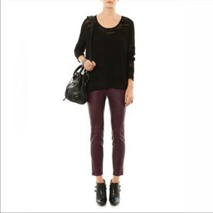 Helmet Lang lamb leather burgundy pants